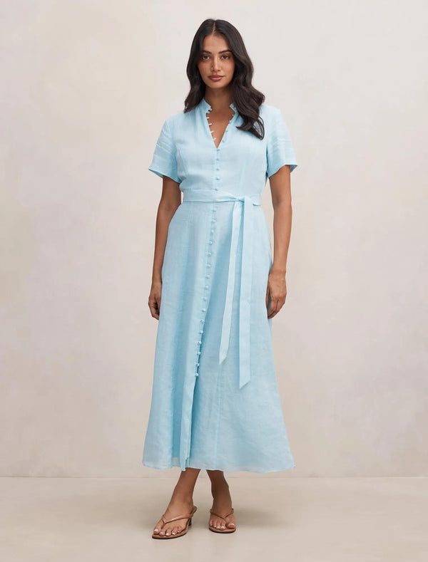 Therese Short Sleeve Midi Dress Seafoam Aqua