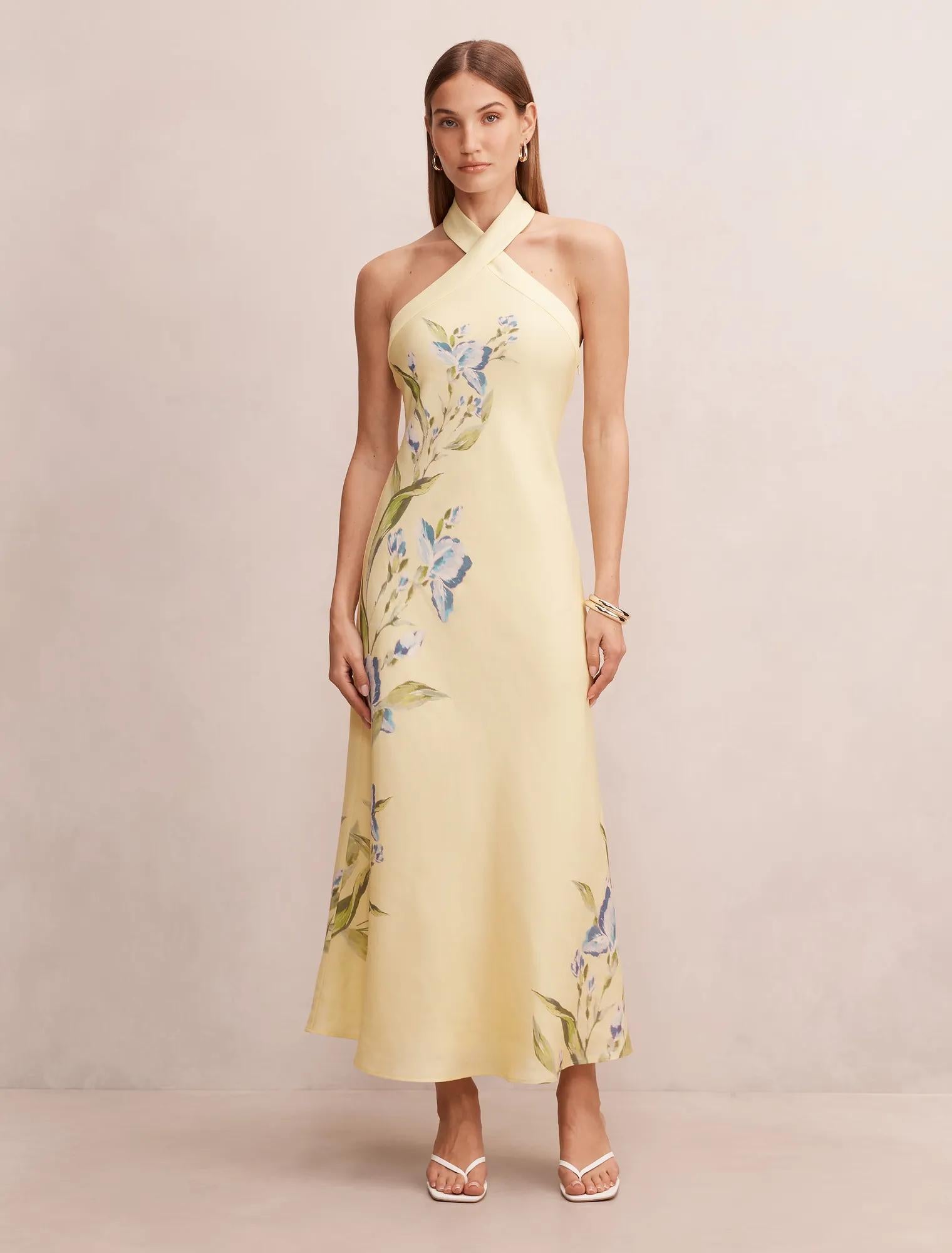 forever new halter dress Tabitha Neck Midi Light Halifax Floral – forever new dresses