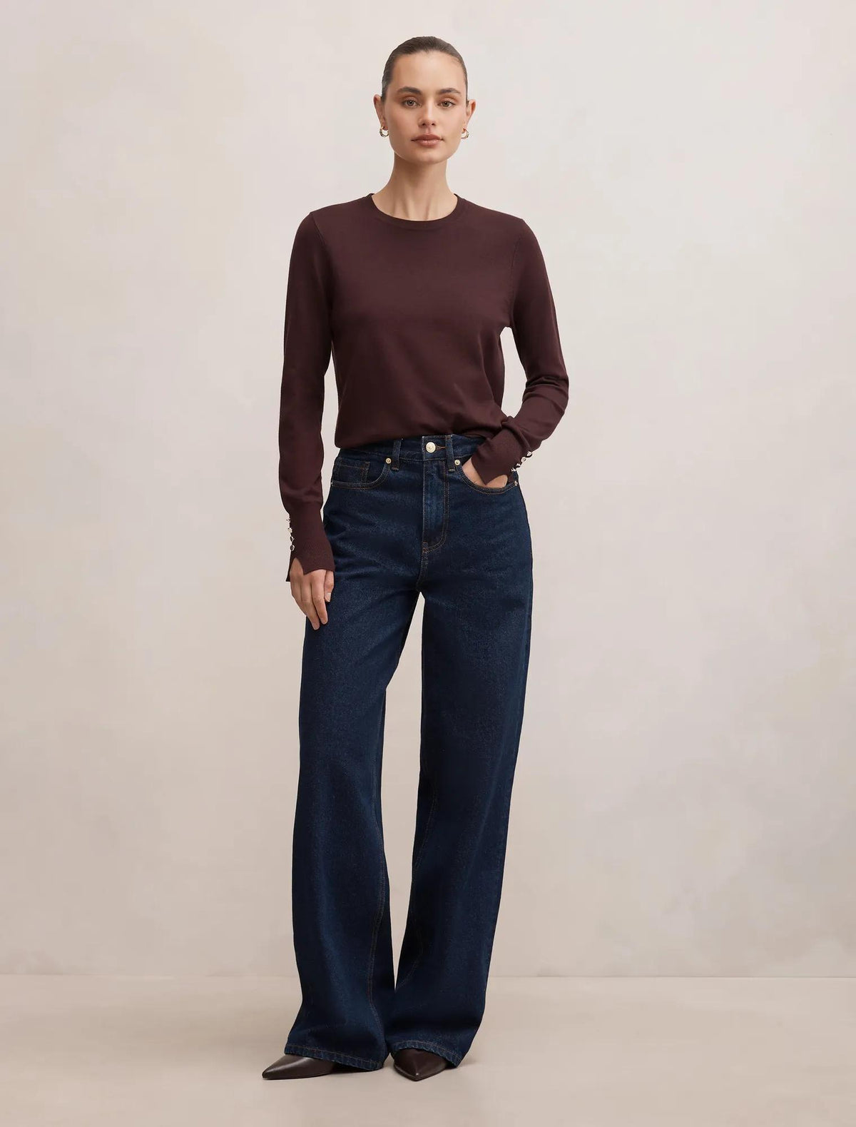 Katie Crew Neck Sweater Chocolate