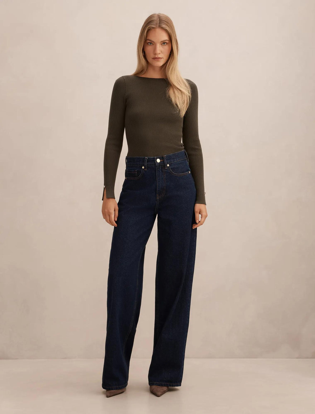 Alaia Knit Rib Top Deep Olive