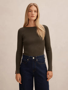Alaia Knit Rib Top Deep Olive