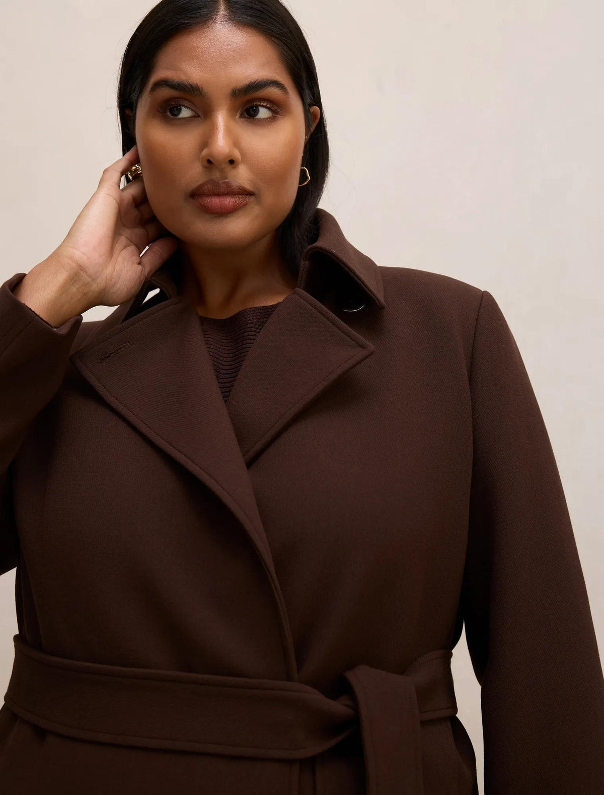 Tayla Curve Trench Coat Chocolate Mousse
