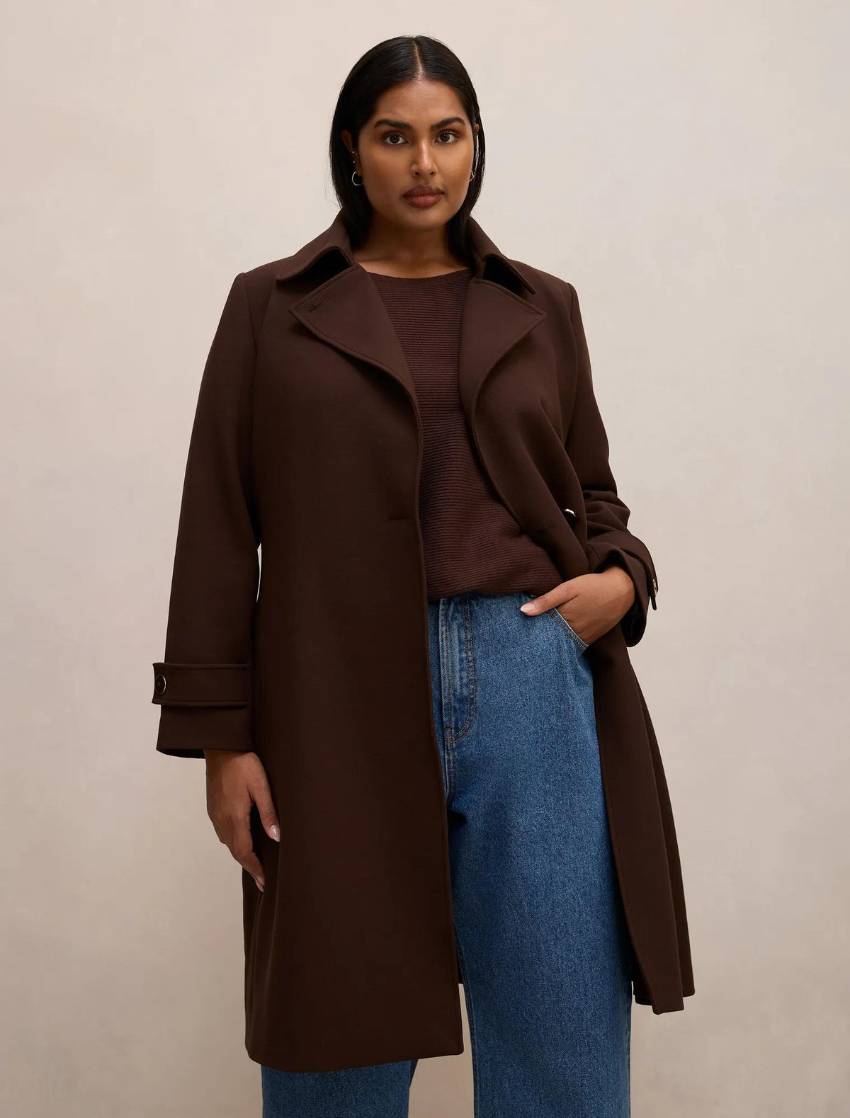 Tayla Curve Trench Coat Chocolate Mousse