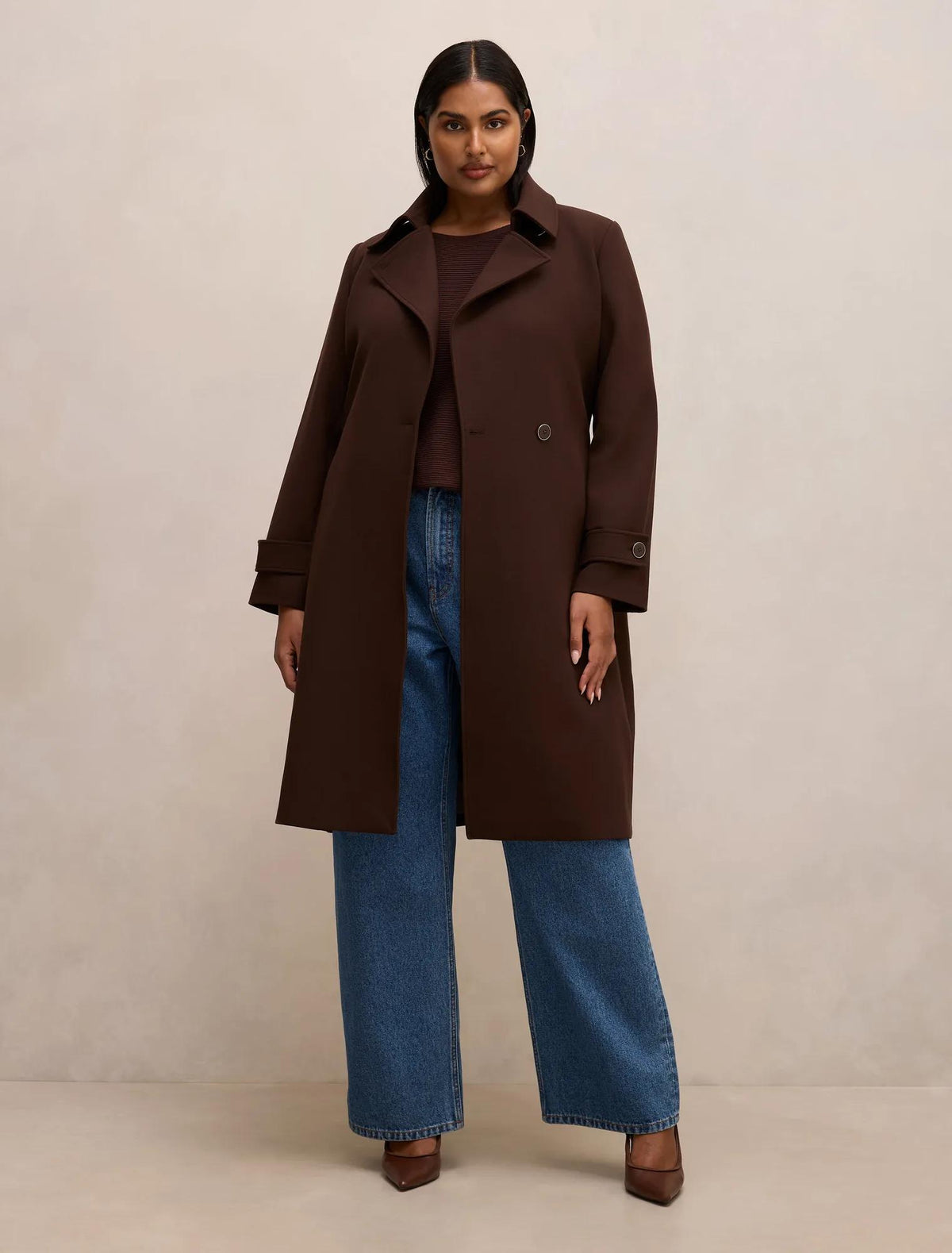 Tayla Curve Trench Coat Chocolate Mousse