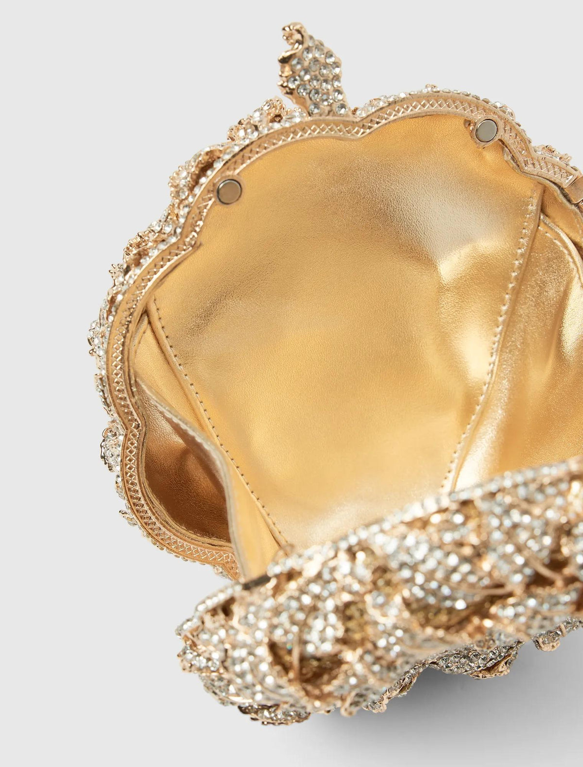 Signature Freya Fairytale Hardcase Clutch Gold_mannequin