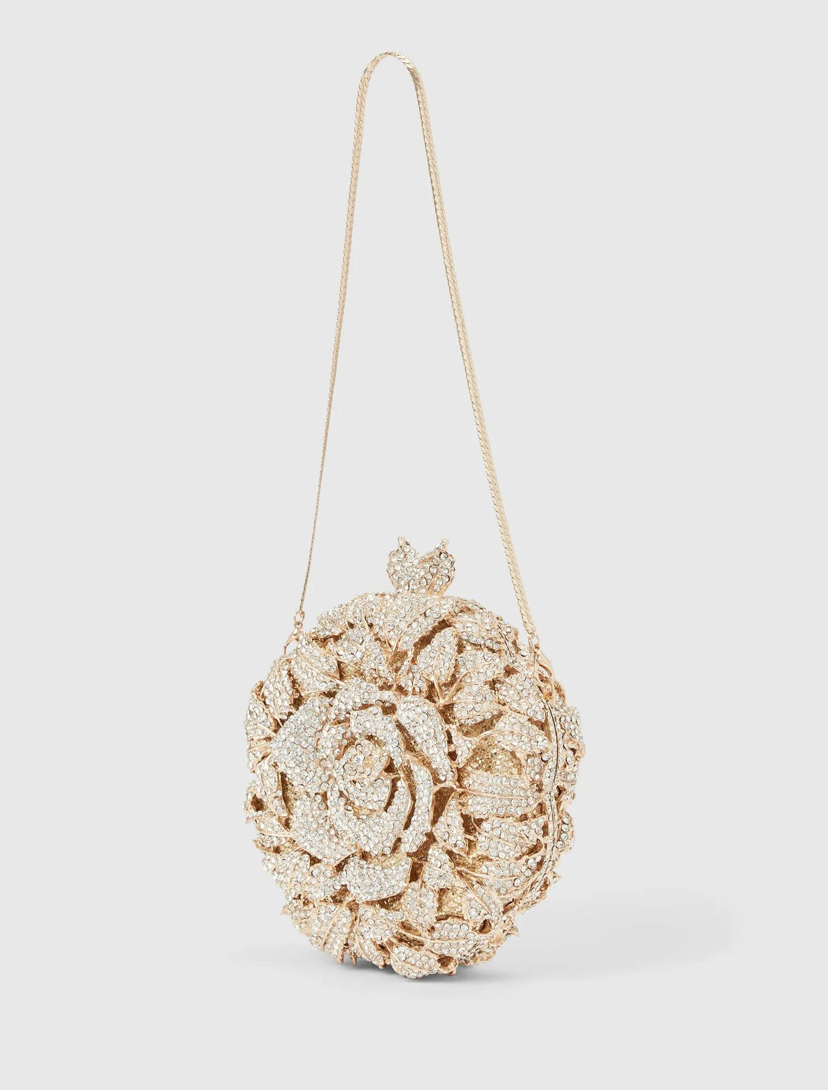 Signature Freya Fairytale Hardcase Clutch Gold_mannequin