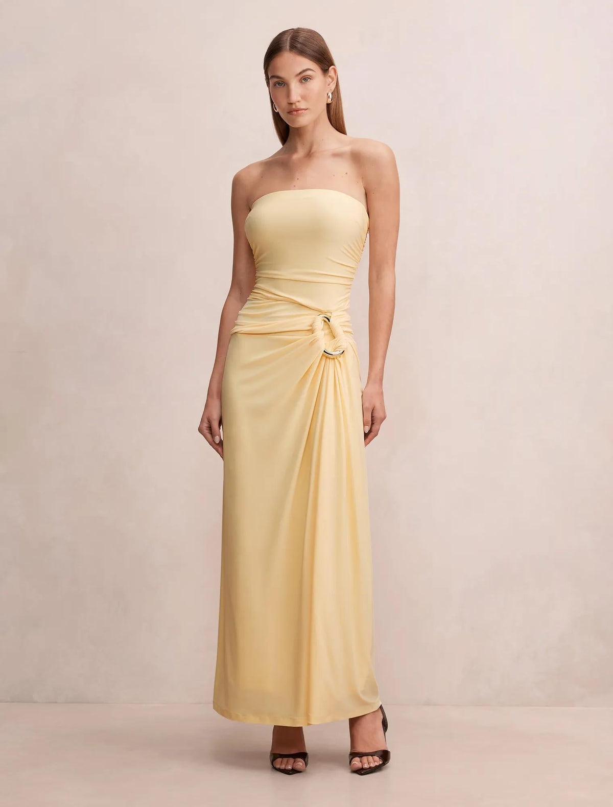 Keely Strapless Jersey Maxi Dress Spring Daffodil
