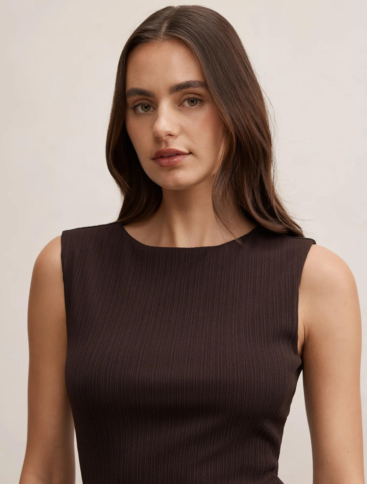 Frankie Boat Neck Tank Chocolate
