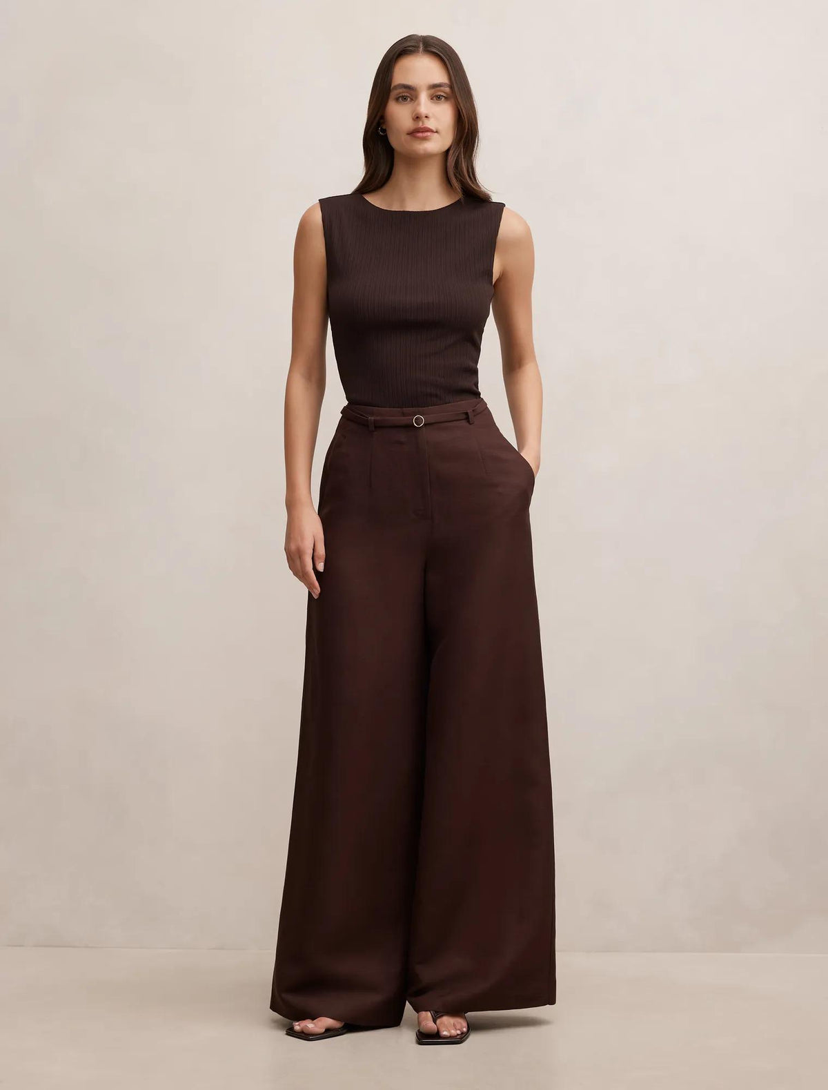 Frankie Boat Neck Tank Chocolate