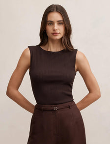 Frankie Boat Neck Tank Chocolate