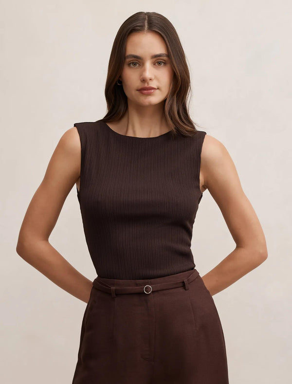 Frankie Boat Neck Tank Chocolate