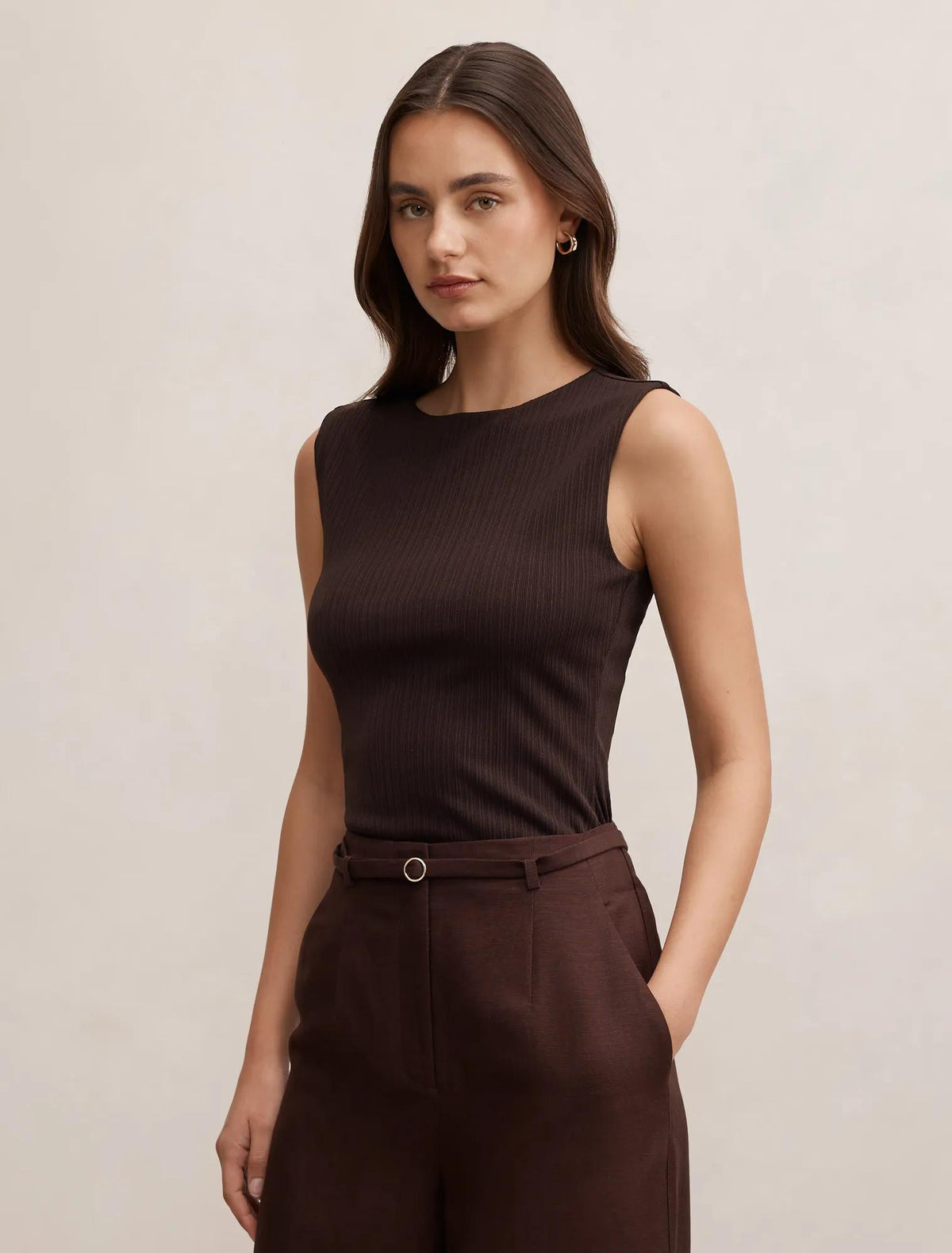 Frankie Boat Neck Tank Chocolate