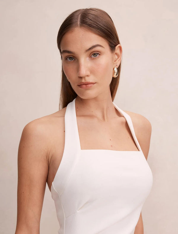 Georgie Halter Ruched Bodycon Dress Porcelain