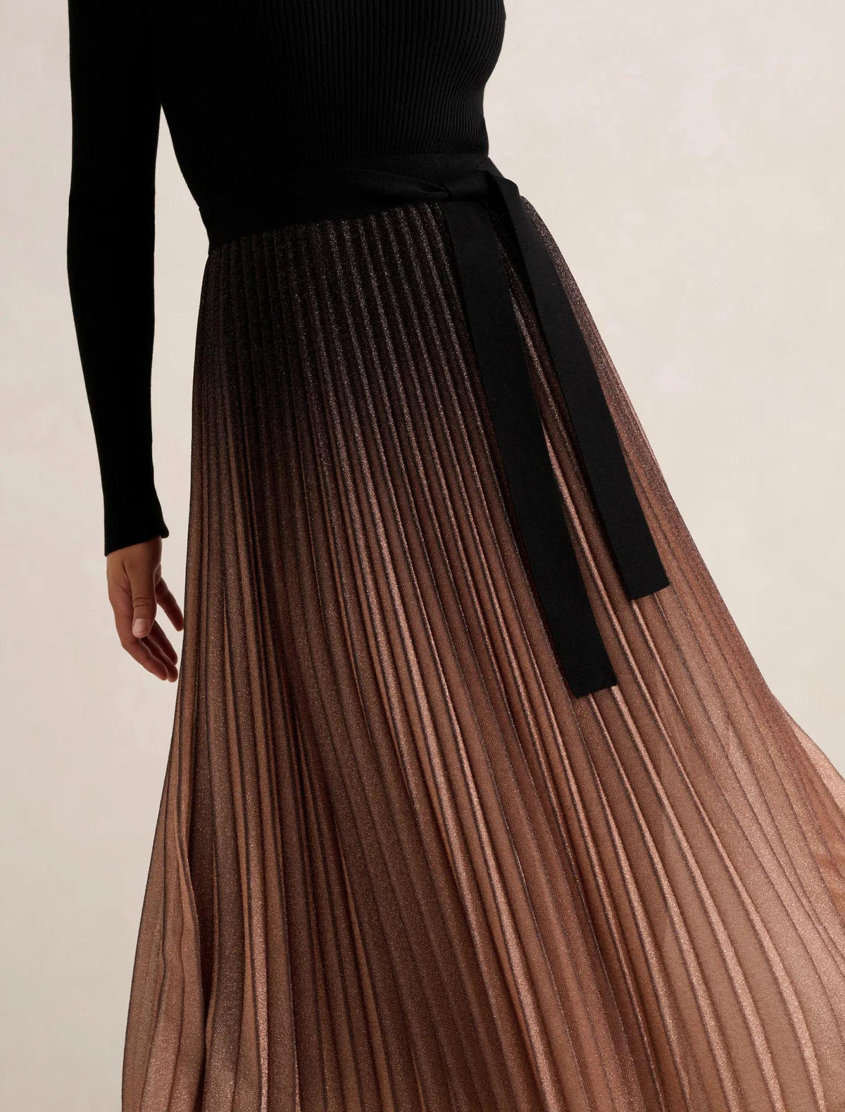 Celina Ombre Metallic Midi Dress Black