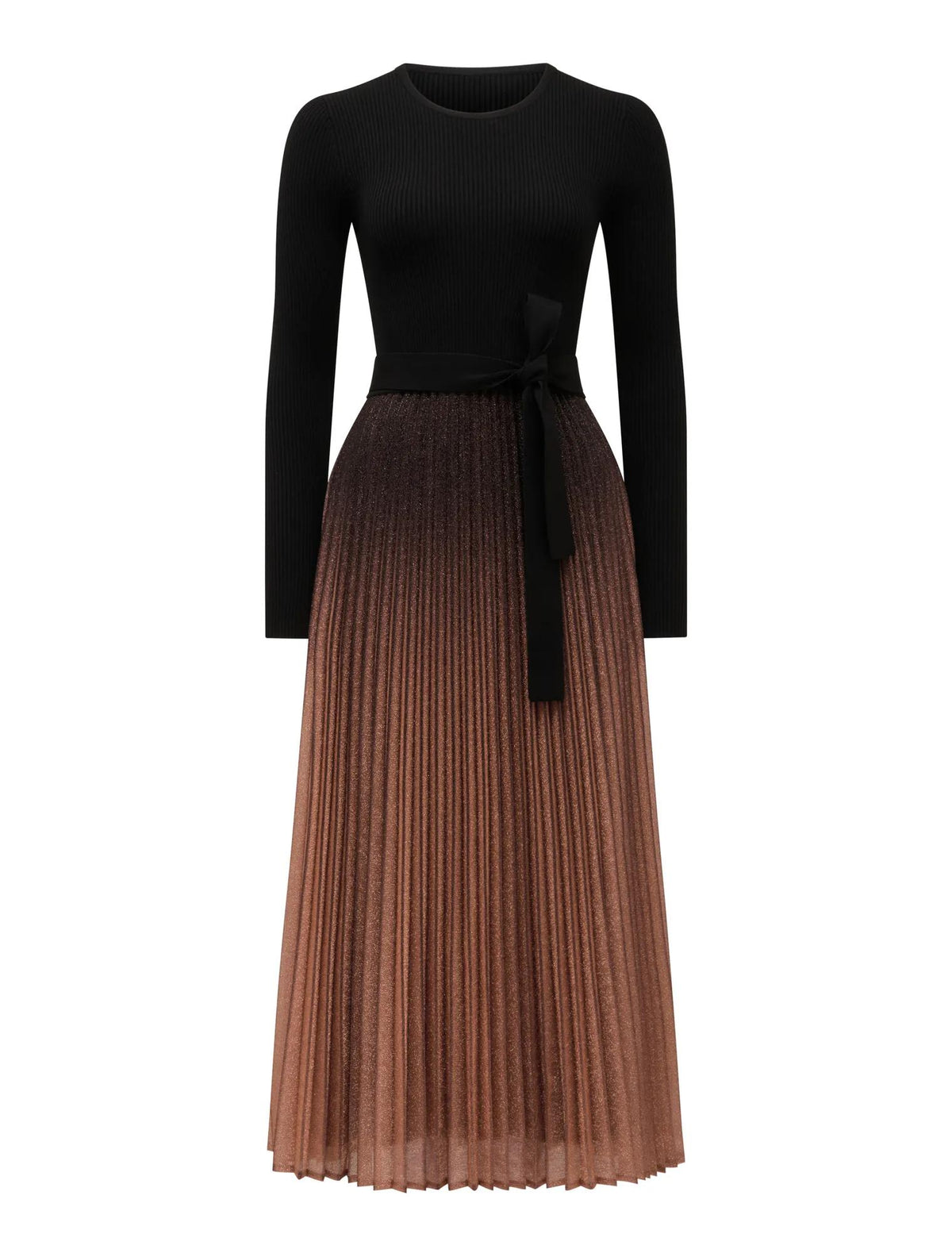 Celina Ombre Metallic Midi Dress Black_mannequin