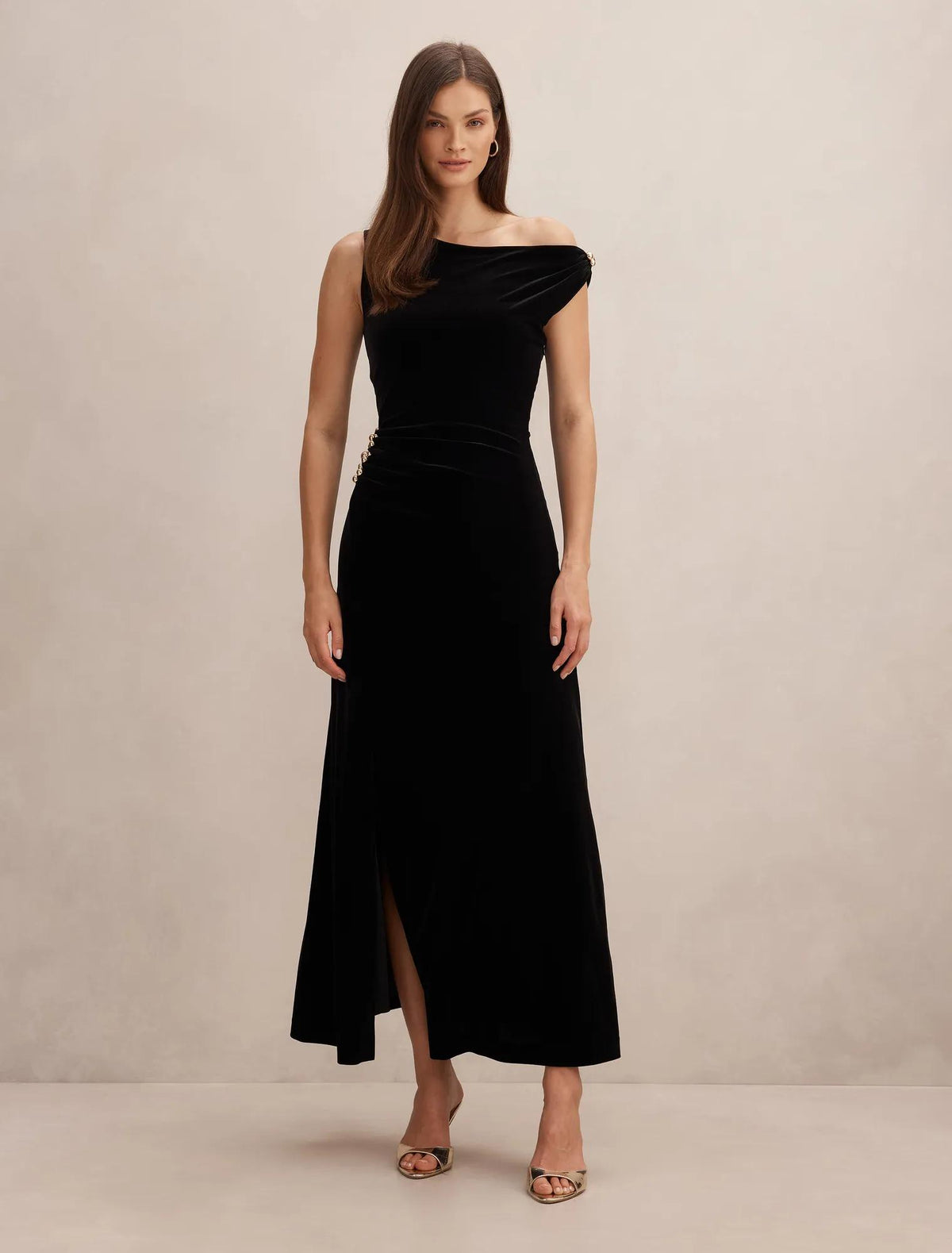 Winslet Off Shoulder Velvet Gown Black