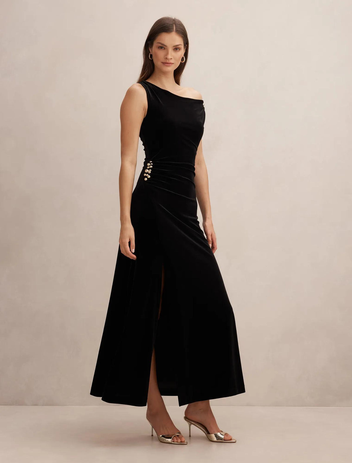Winslet Off Shoulder Velvet Gown Black