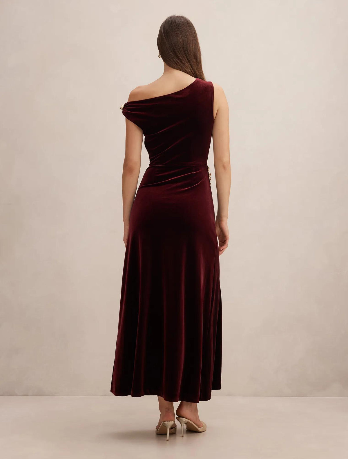 Winslet Off Shoulder Velvet Gown Berry