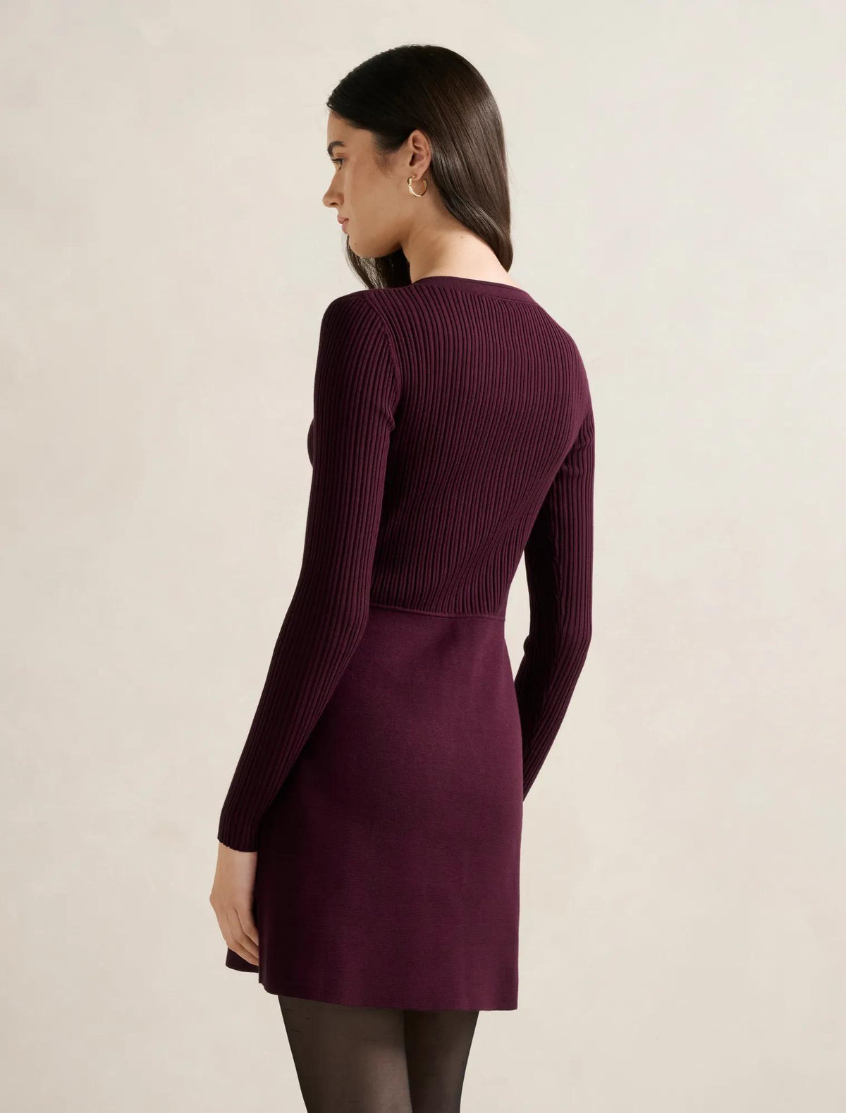 Issie L/S Knit Mini Dress Mulberry