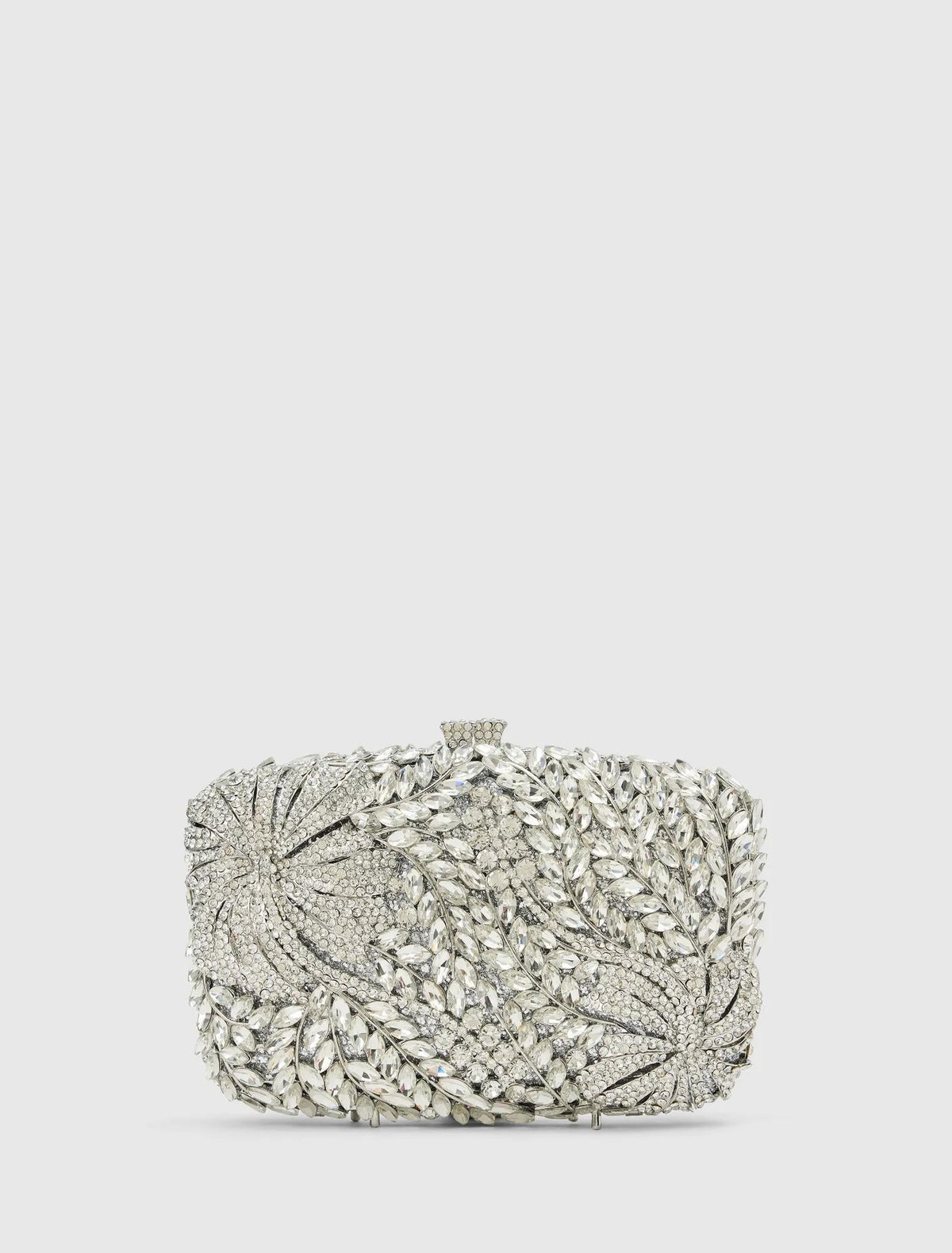 Everly Orchid Flower Clasp Hardcase Clutch Silver_mannequin