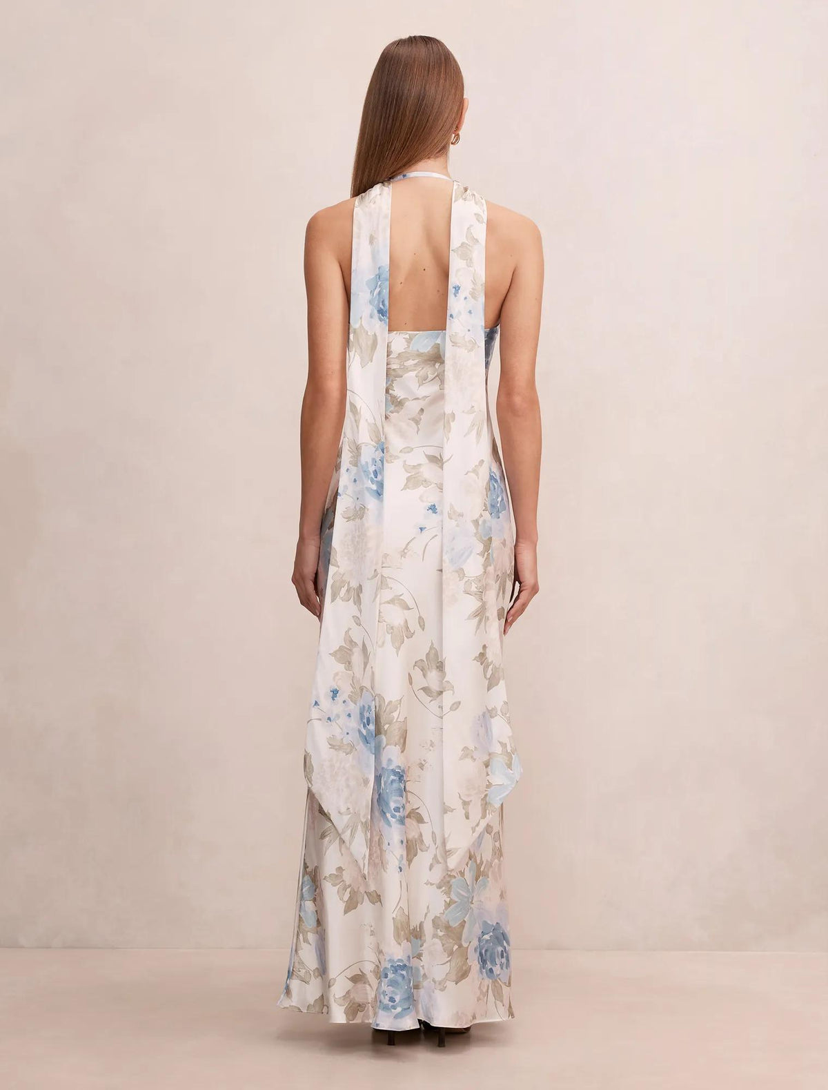 Clementine High Neck Satin Maxi Dress Light Halsey Floral