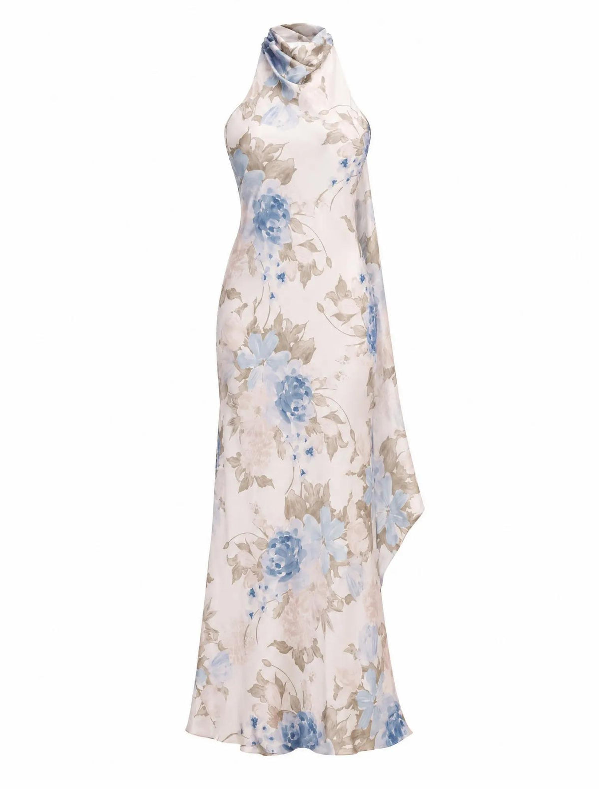 Clementine High Neck Satin Maxi Dress Light Halsey Floral_mannequin