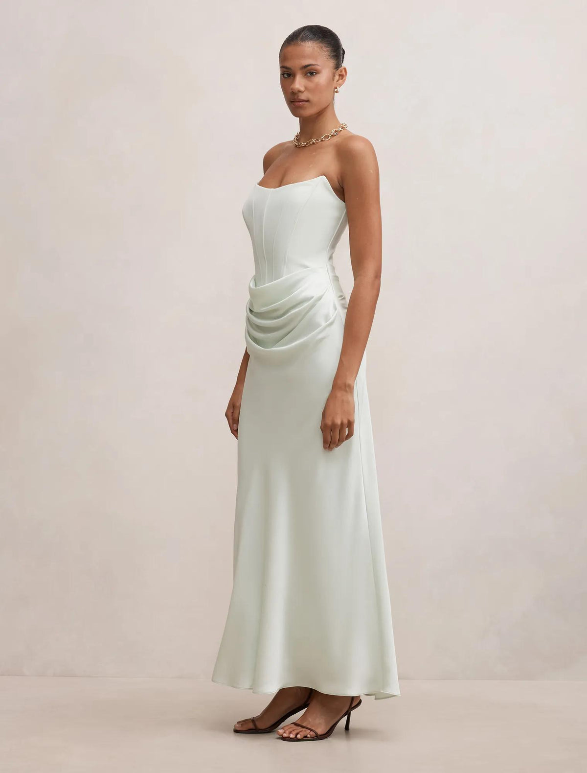 Isra Drape Strapless Maxi Spearmint