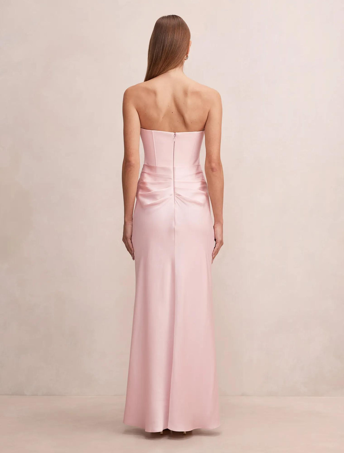 Isra Drape Strapless Maxi Dress Barely Pink