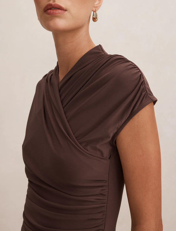 Juliette Cross Neck Top Cocoa Bean