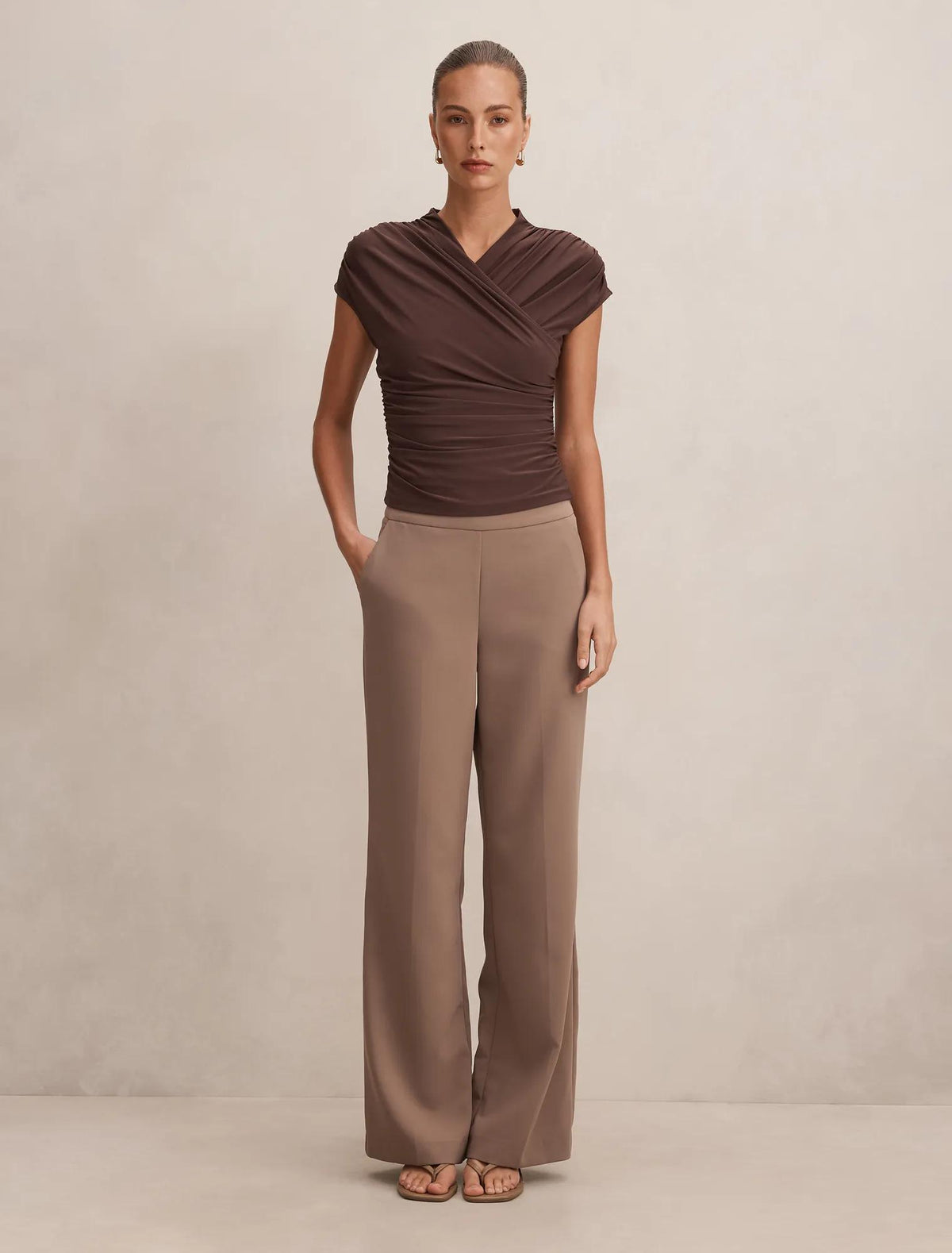 Juliette Cross Neck Top Cocoa Bean