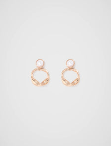 Hailey Hoop Pearl Drop Earrings Pearl/Gold_mannequin