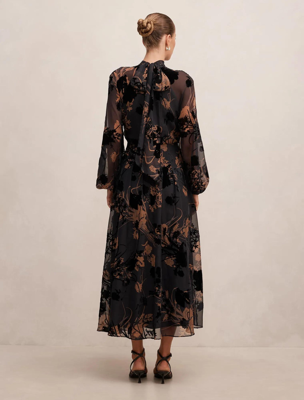 Janelle Velvet Burnout Maxi Dress Black/Brown
