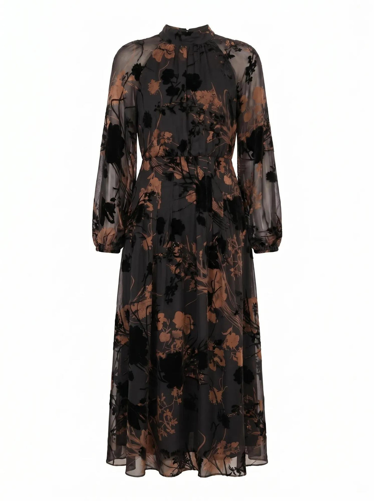 Janelle Velvet Burnout Maxi Dress Black/Brown_mannequin