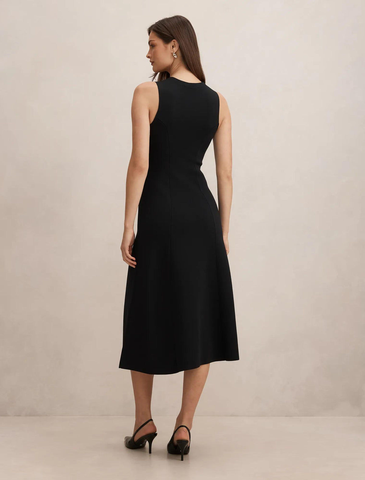 Lucienne Fit and Flare Knit Midi Dress Black