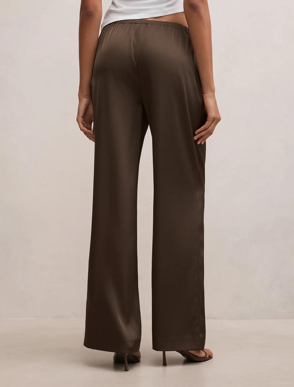 Sara Satin Wide Leg Pant Olive