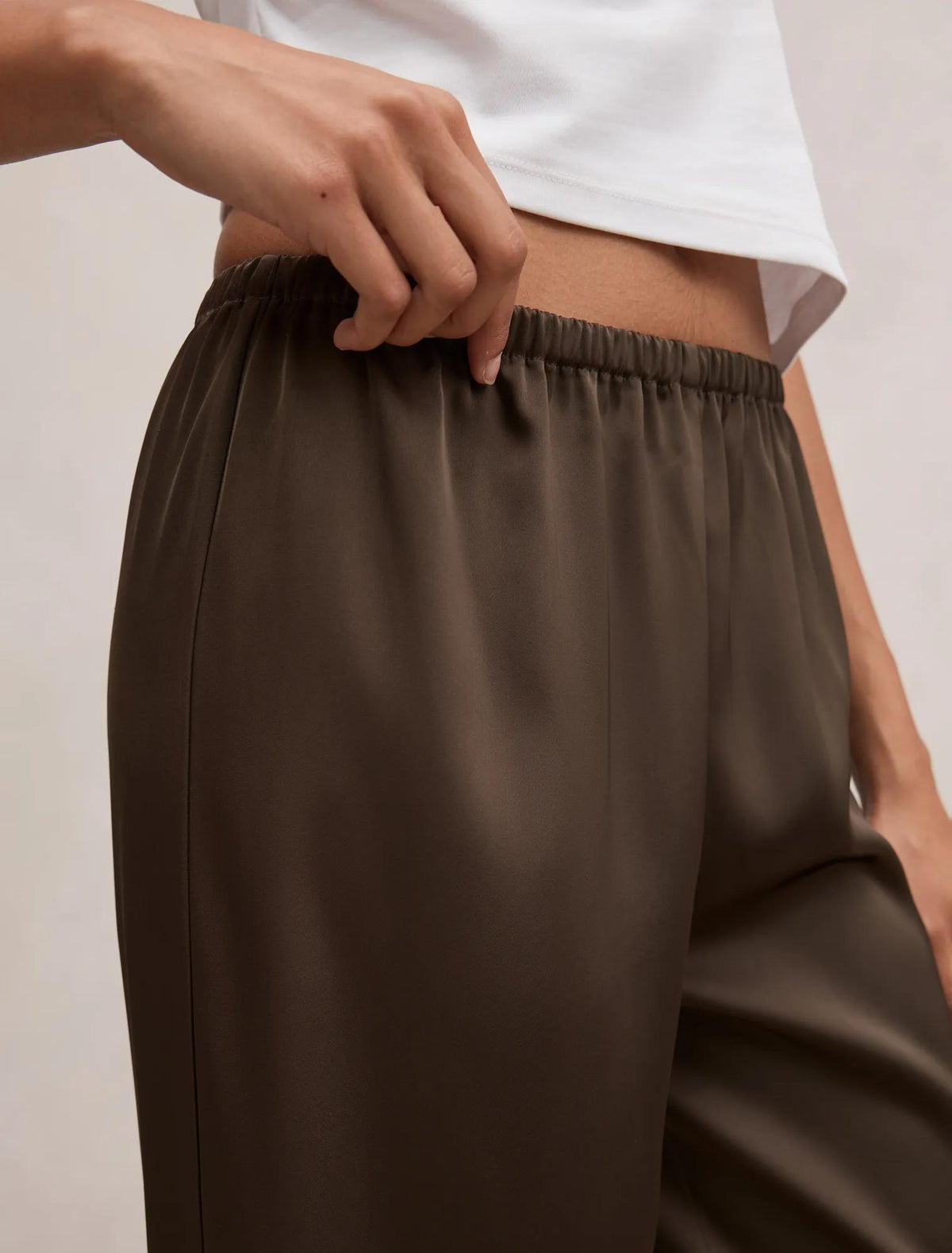 Sara Satin Wide Leg Pant Olive