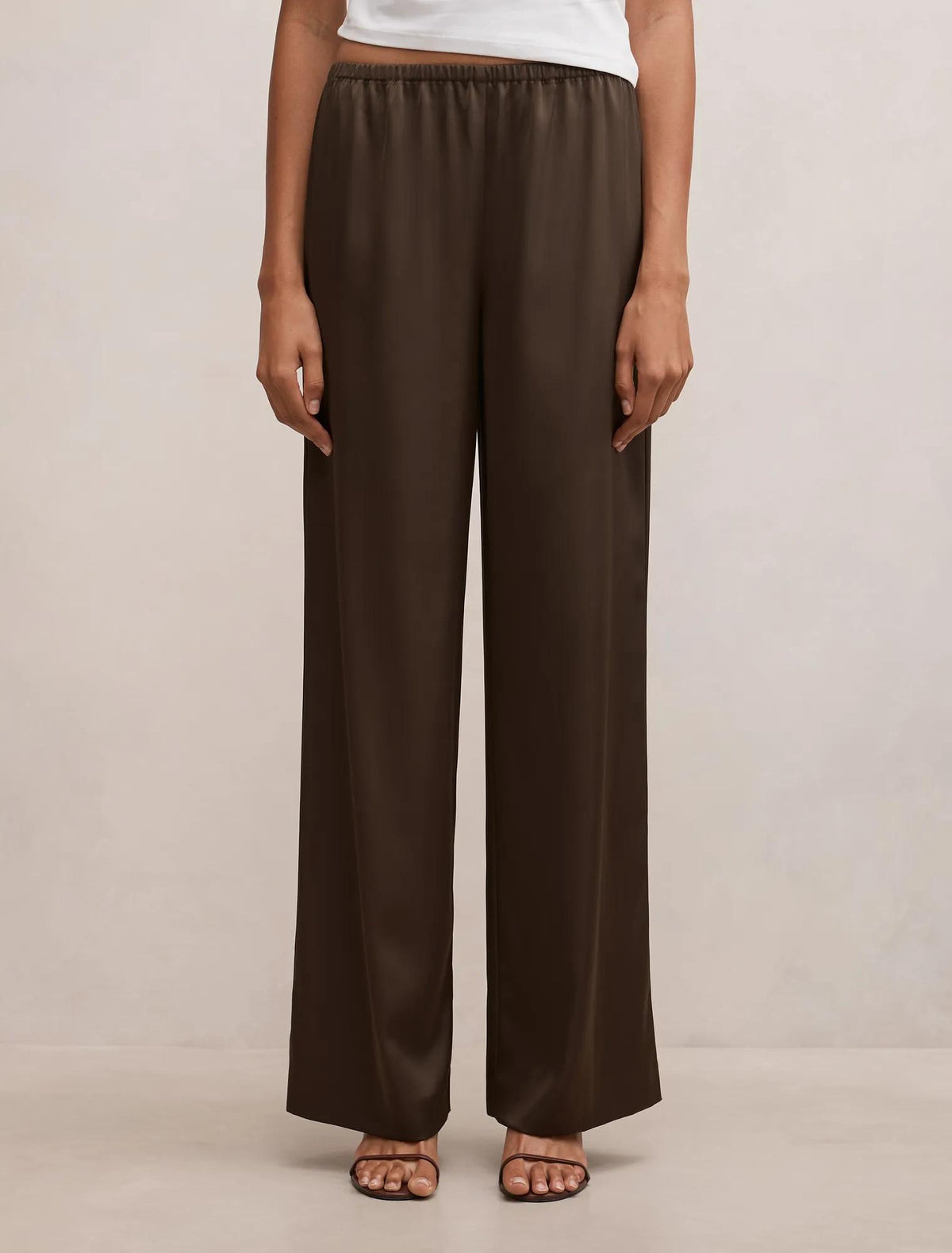 Sara Satin Wide Leg Pant Olive
