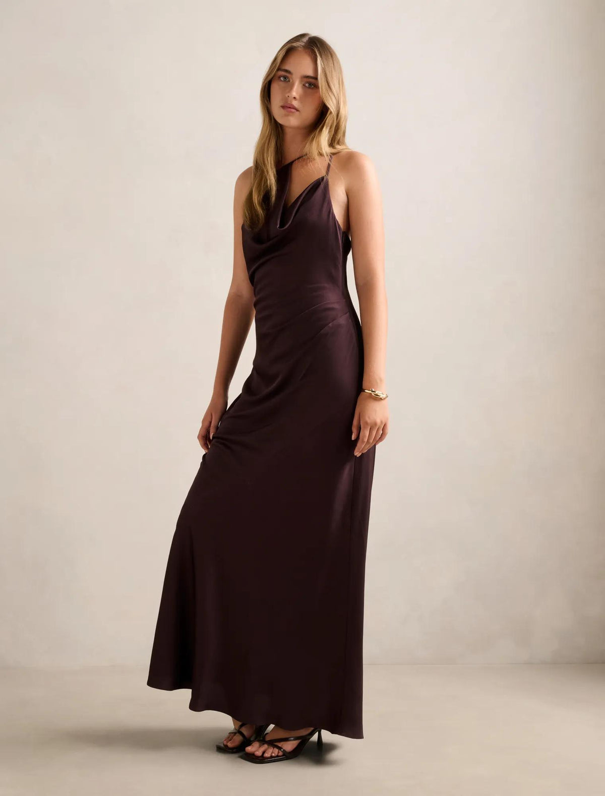 Violetta Cowl Neck Maxi Dress Dark Chocolate