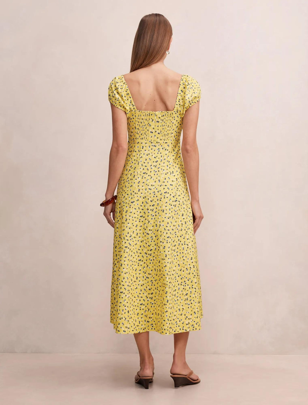 Sadie Cap Sleeve Linen Midi Dress Castella Floral