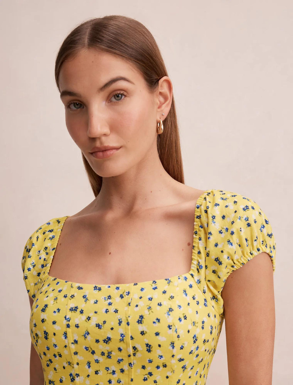 Sadie Cap Sleeve Linen Midi Dress Castella Floral