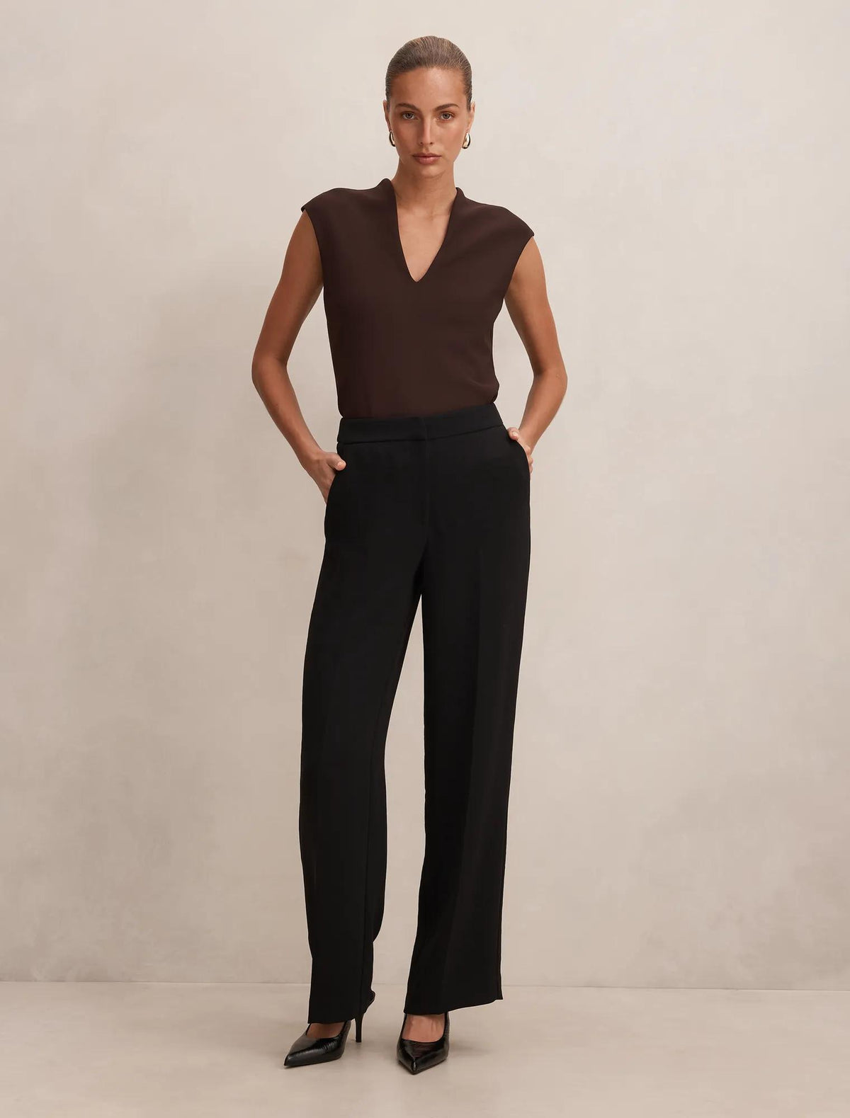 Dani Tailored Straight Leg Pants Black