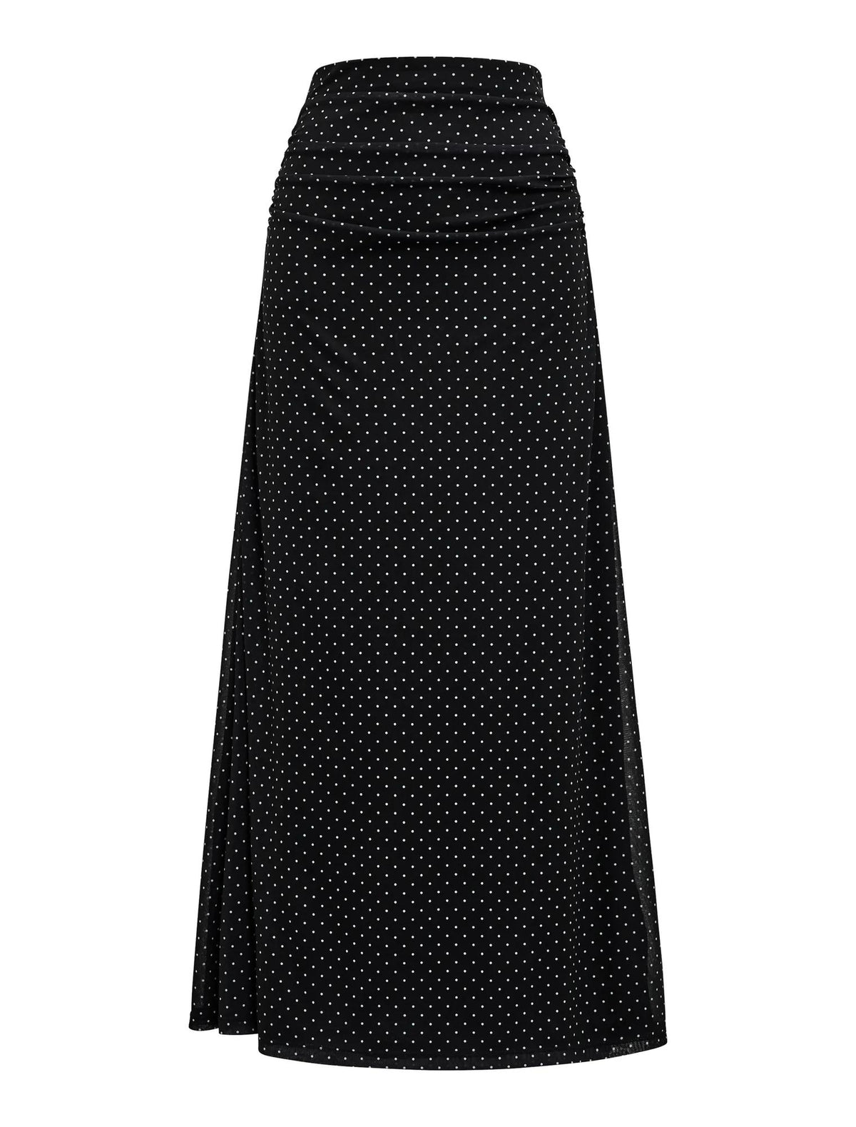 Mimi Flute Maxi Skirt Black Elstone Spot co-ord_mannequin