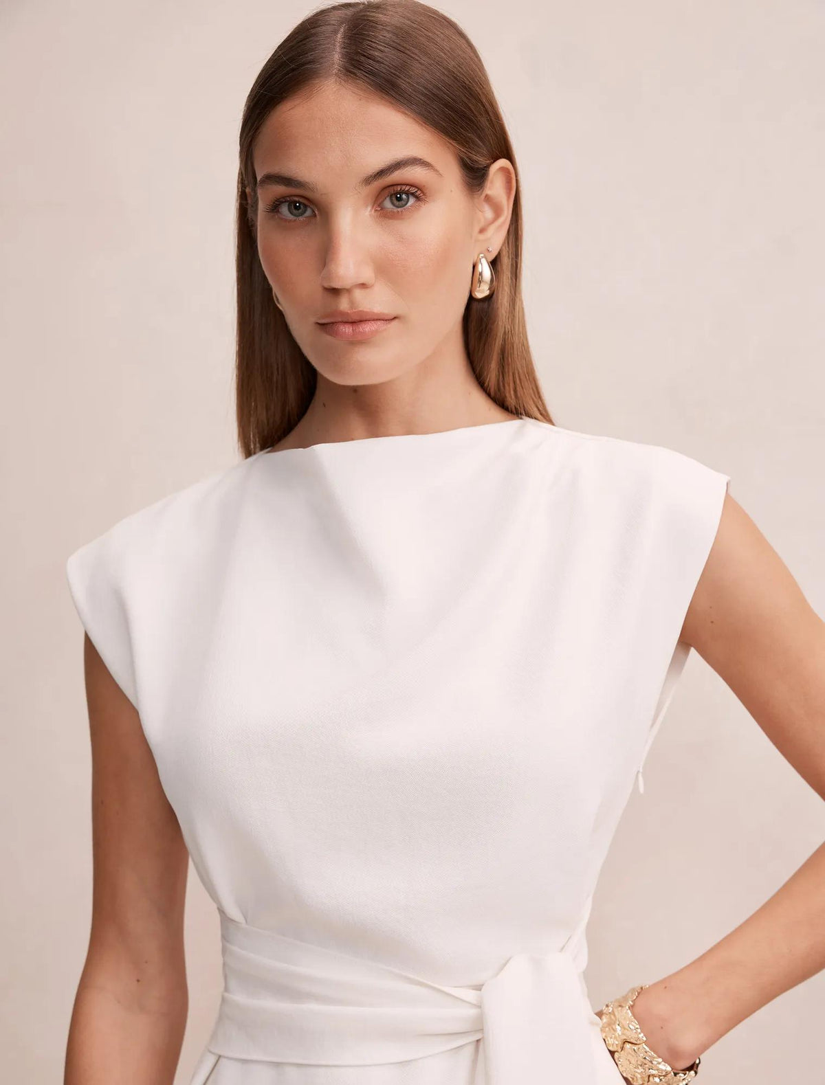 Peony Tie Front Mini Dress Lily White