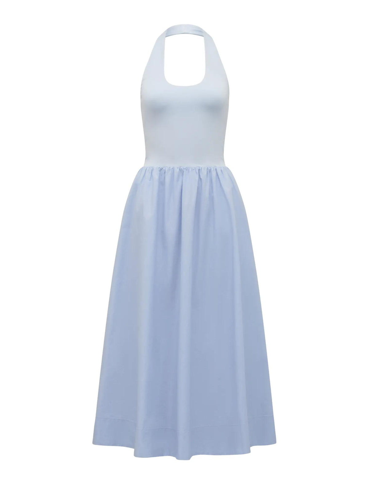 Margot Petite 2-in-1 Halter Midi Dress Soft Blue_mannequin