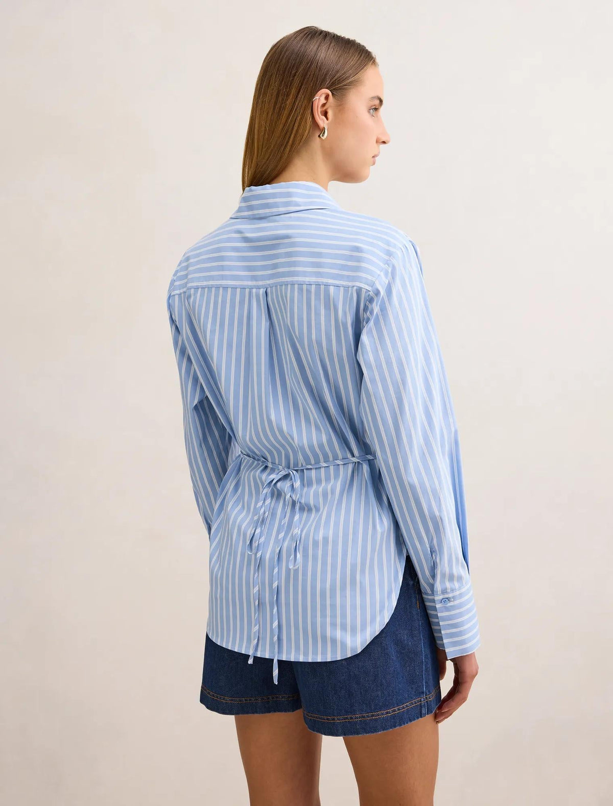Tina Tie Back Shirt Blue Stripe