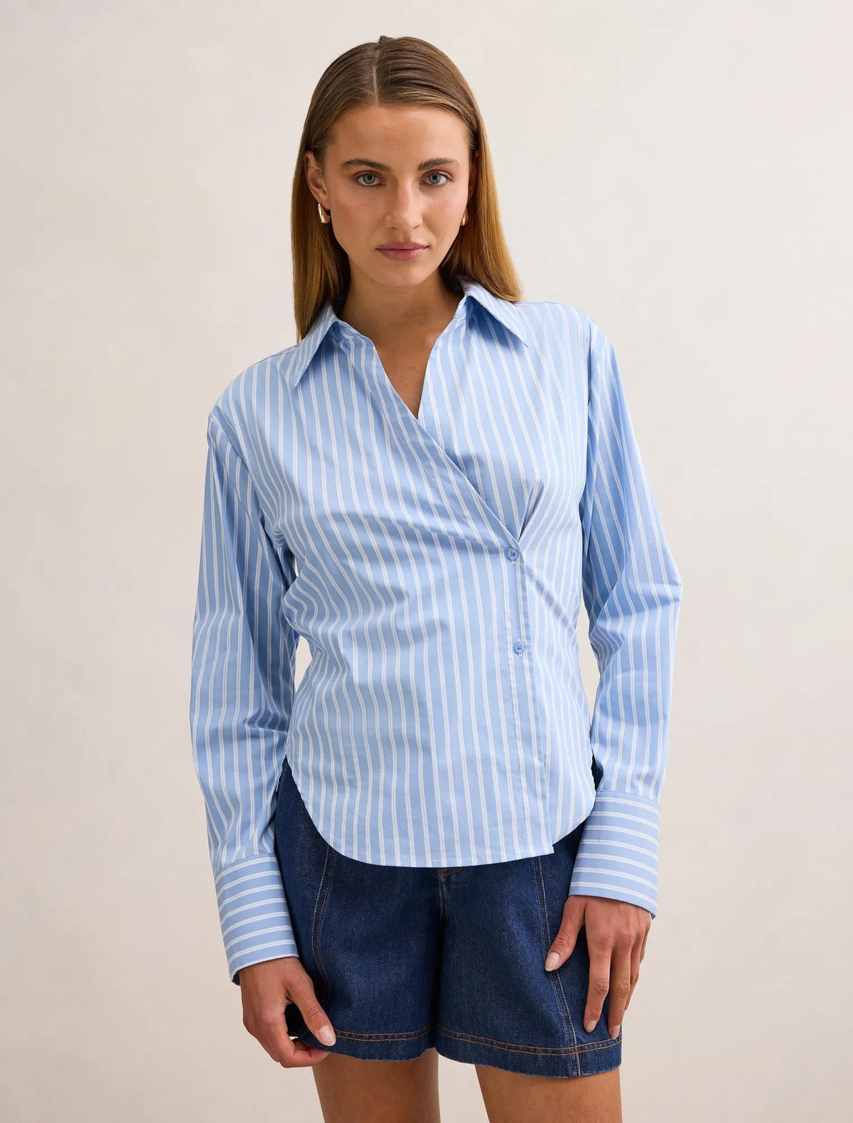 Tina Tie Back Shirt Blue Stripe