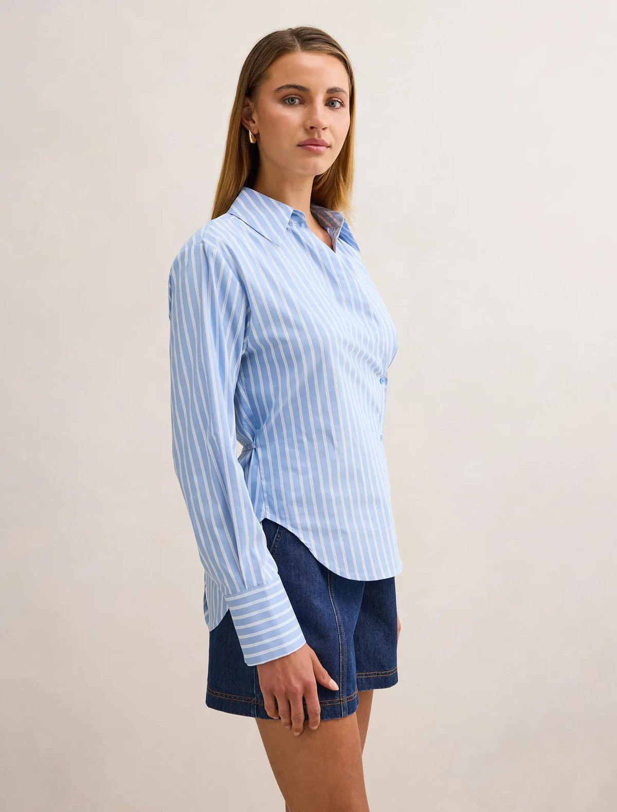 Tina Tie Back Shirt Blue Stripe