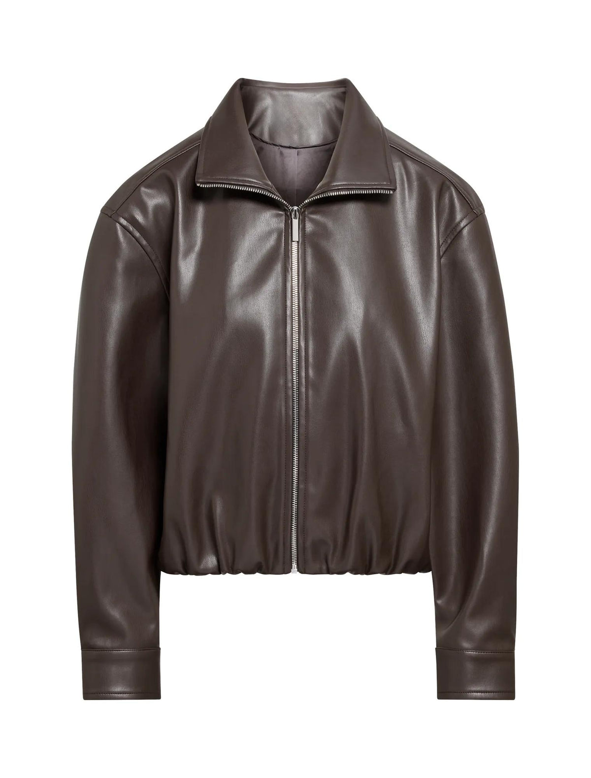 Julia Faux Leather Funnel Neck Jacket Chocolate_mannequin