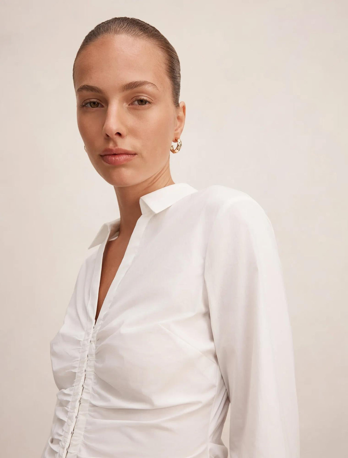 Ainsley Gathered Shirt Porcelain