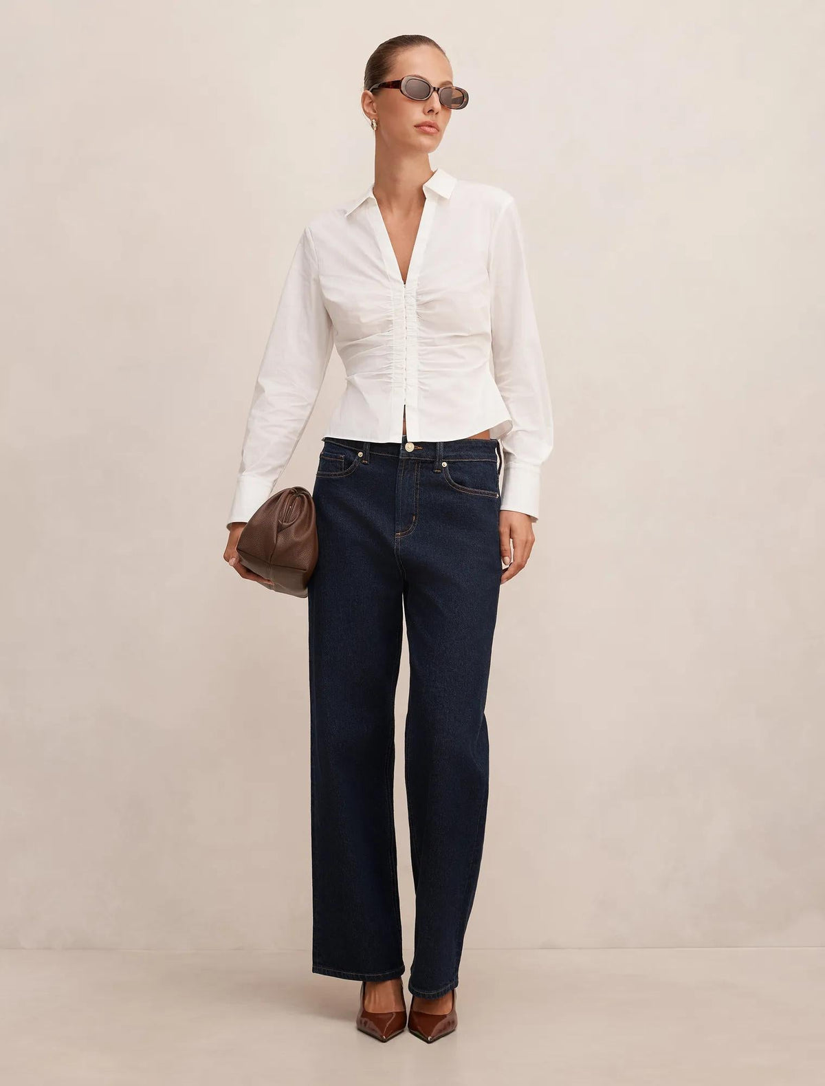 Ainsley Gathered Shirt Porcelain